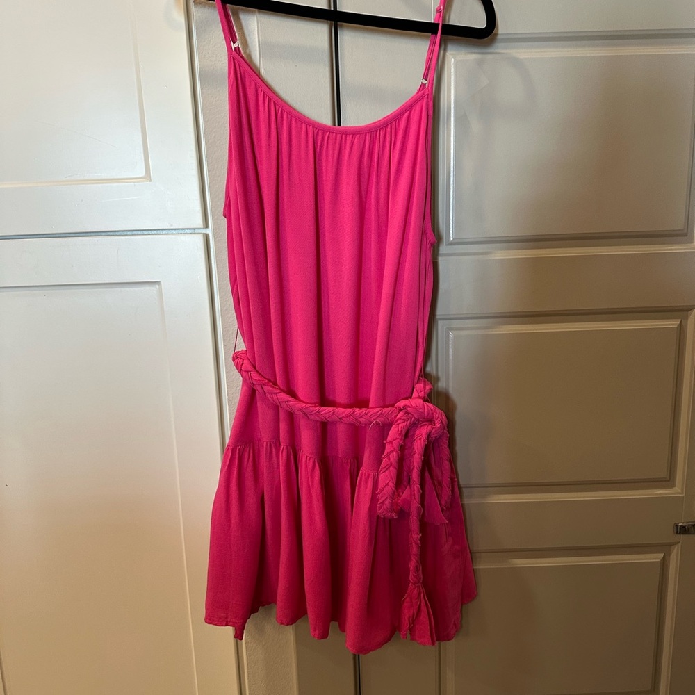 Pink Sleeveless Dress with Braided Belt